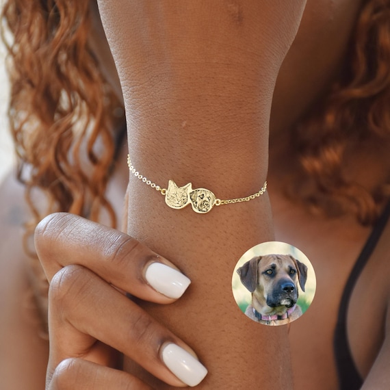 Pet Bracelet • Pet Portrait Custom Bracelet for Dog Mom • Paw Print Pet Jewelry Memorial Dog Photo Bangle • Pet Adoption Gift Pet Loss Gift