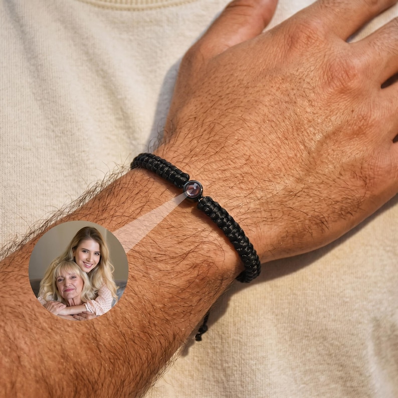 Customized Photo Projection Bracelet • Father's Day Gift • Dad Gift • Dad Bracelet from Daughter • Gift for Him • Personalized Gift image 2