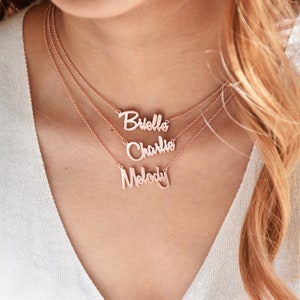 Colar com nome de corrente dupla • Colar com nome de corrente tripla • Colar com nome de camada personalizada • Joias delicadas com nomes personalizados • Presente para ela