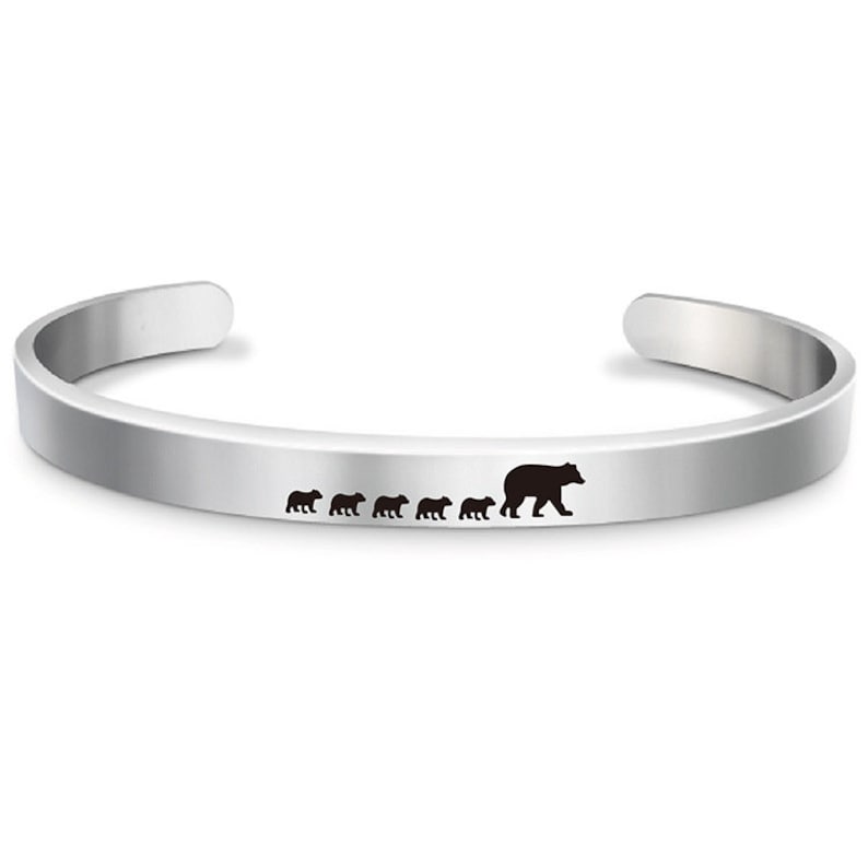 Custom Mama Bear Cuff Bracelet Gift For Mama Personalized Bracelet For Grandma With Kids Names Gift For Mom image 8