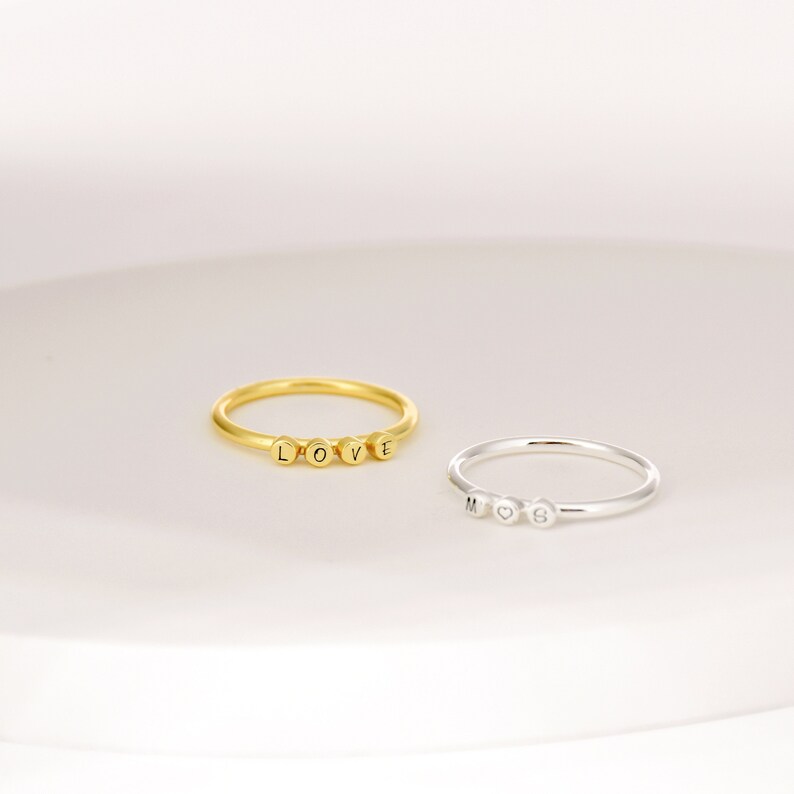 Tiny Initial Ring Personalized Letter Ring 18k Gold Tiny - Etsy