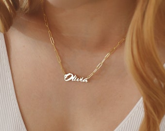 Link Chain Name Necklace • 18K Gold Plated Name Necklace • Paper Clip Necklace • Personalized Gift • Perfect Gift for Her • Gift for Mom