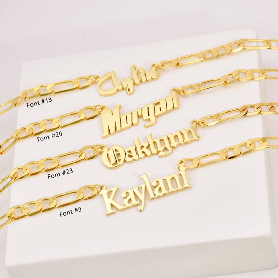 Personalized Name Necklace With Figaro Chain Figaro Chain Etsy