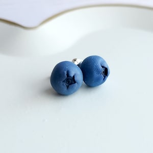 Mini Blueberry Stud Earrings, Bobs Burger Gift, Fake Food Jewelry, Polymer Clay Earrings