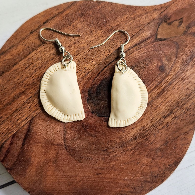 Mini Clay Pierogi Earrings, Miniature Food Jewelry, Fake Food Earrings, Pittsburgh Pierogi, Nickel-Free Hypoallergenic Jewelry, Plain