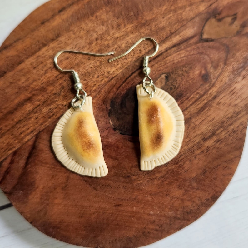 Mini Clay Pierogi Earrings, Miniature Food Jewelry, Fake Food Earrings, Pittsburgh Pierogi, Nickel-Free Hypoallergenic Jewelry, Fried