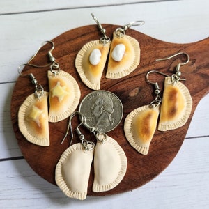 Mini Clay Pierogi Earrings, Miniature Food Jewelry, Fake Food Earrings, Pittsburgh Pierogi, Nickel-Free Hypoallergenic Jewelry, image 3