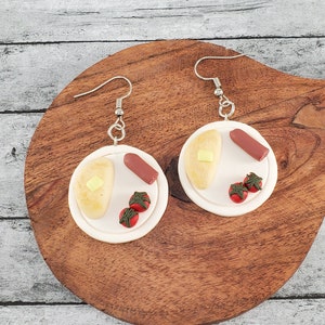 Breakfast Plate Dangle Earrings, Witchy Dangle Earrings, Cottagecore Jewelry