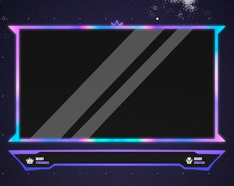 Holografisches Galaxy-Webcam-Overlay, funkelnder Sternenrahmen mit Abonnenten- und Spenden-Labels