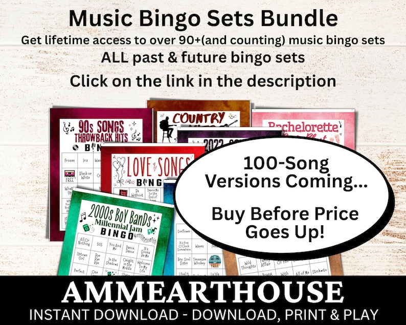 Classic R&B Soul Music Bingo, 100 Cards, 100 Songs Playlists Included, Printable PDF Game, Instant Download image 8