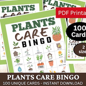 100 Pflanzenpflege Bingo Spielkarte, Gartenarbeit Thema Aktivität, Spaß Frühling Urlaub Party, Sommer Outdoor Hobby Club PDF Spiele, Tag der Erde
