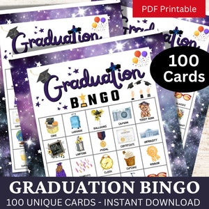 100 Afstudeerbingokaarten, Klasse van 2024 Thema-activiteit, Studentenbingo voor feestfeest, College Gathering Game, Reünieactiviteit