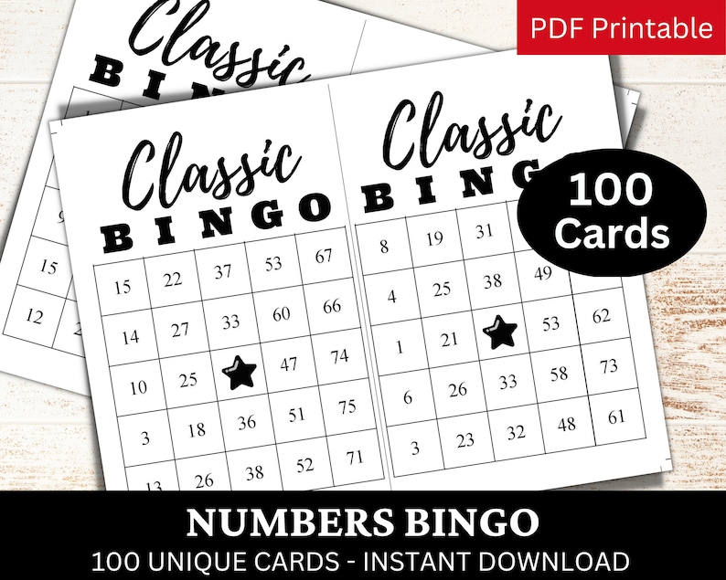 100 Cards Classic Numbers Bingo, Party Games, Large Group Games PDF