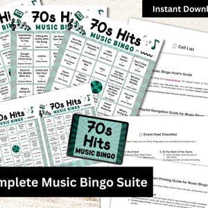 70s Hits Music Bingo, 50 Cards, 100 Songs Playlists Included, Printable PDF Game, Instant Download image 2