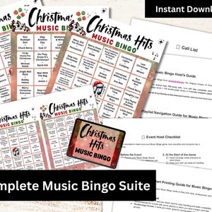 Christmas Hits Music Bingo, 100 Cards, 100 Songs Playlists Included, Printable PDF Game, Instant Download image 2