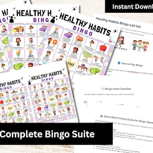 100 Healthy Habits Bingo Game Card for Kid and Adult, Good Practice Activity, Self-Care Game Printable, Love Yourself Game, Mental Health image 2