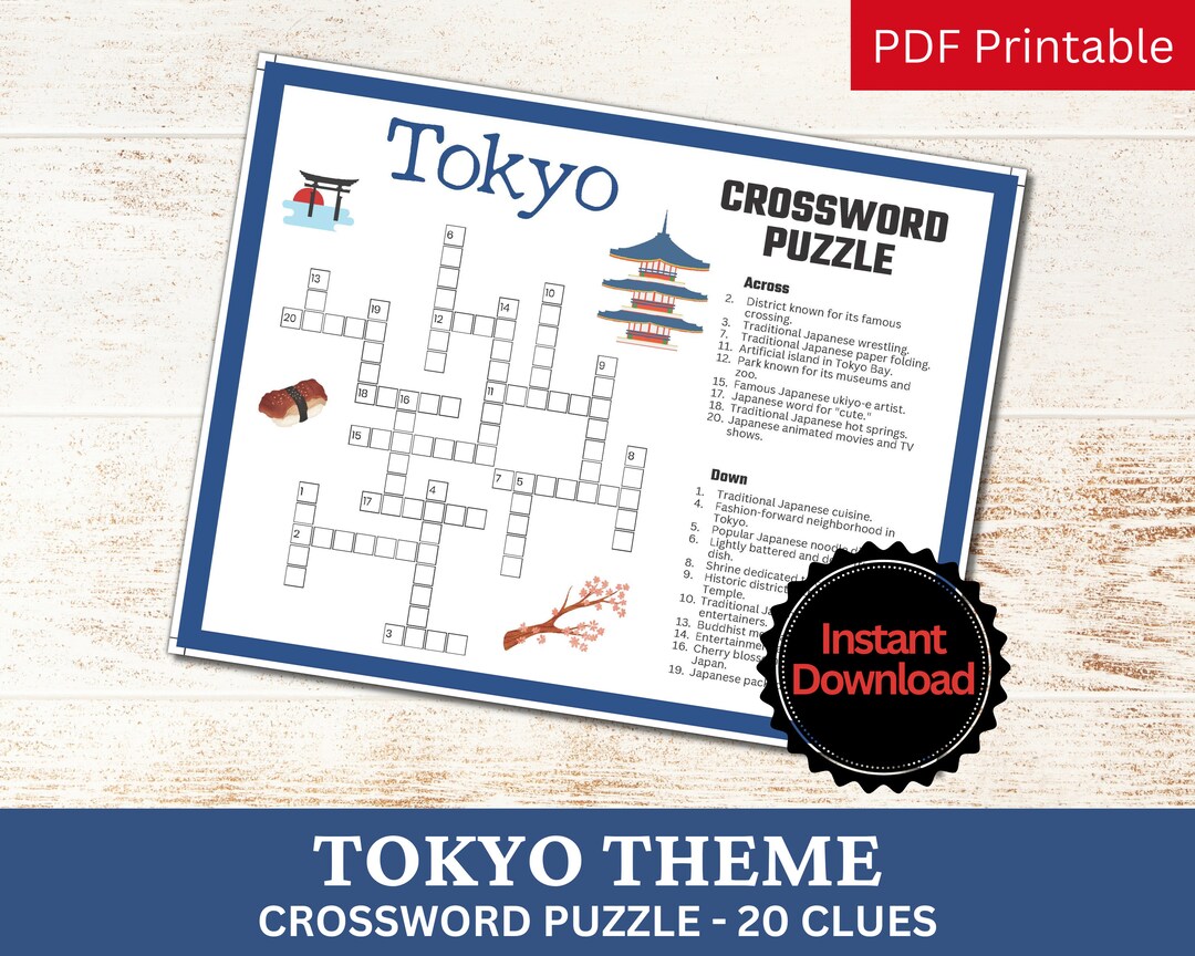 Tokyo Crossword Puzzle Printable Game Fun Travel Club Theme Birthday Tokyo Crossword Puzzle Printable Game Fun Travel Club Theme Birthday