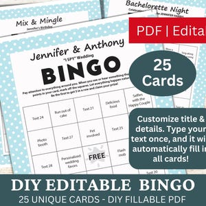 25 bearbeitbare Bingo Pastell Himmelblau Vorlage PDF, DIY ausfüllbare Bingospielkarten, Benutzerdefiniert automatisch füllen, personalisiert Machen Sie Ihr eigenes Bingo