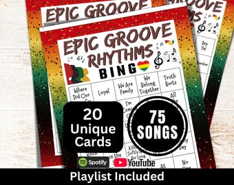 Black History Month Songs Bingo 20 Cards, Work Icebreaker Music Bingo with Playlist, Office Holiday Gathering Activity, Adult Party Game