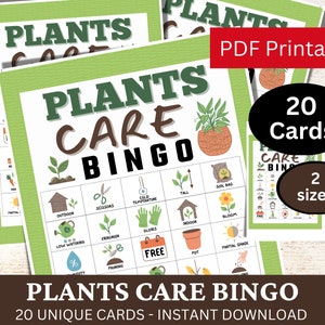 20 plantenverzorging bingospelkaart, tuinieren thema-activiteit, leuk lentefeest, zomer buitenhobbyclub PDF-spellen, dag van de aarde
