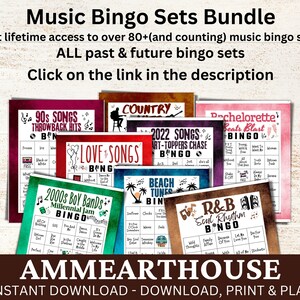 Jeu de bingo avec chansons classiques des années 80, 50 cartes, activité musicale intemporelle, jeu imprimable pour soirée familiale, PDF d'anniversaire pour les amateurs de rétro image 6