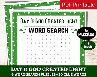 6 Bible Stories Themed Word Search Puzzle Games, Church Youth Activity, Sunday School Class Printable, Catholic Holiday Christian Game PDF