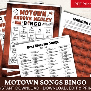 R&B Soul Pop Songs Bingo 50 Cards, Fun Family Holiday Party Activity, Senior Gathering Game PDF Printable, Classic Music Bingo with Playlist image 2