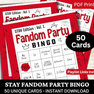 STAY Fandom Party Bingo 50 Karten, Kpop Songs Streaming Spiel, koreanisches Gruppenjubiläum, Fan Konzert Aktivität Thema Icebreaker Printable PDF