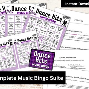 Puede incluir: Un completo conjunto de bingo musical con m&uacute;ltiples cartones de bingo, una gu&iacute;a del anfitri&oacute;n y una gu&iacute;a de listas de reproducci&oacute;n. Las tarjetas de bingo presentan t&iacute;tulos de canciones como "SexyBack". Descarga instant&aacute;nea.