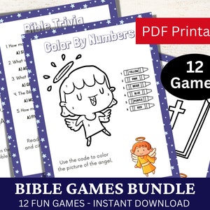 12 Bible Games Bundle Pack for Kids, Church Youth Gathering Activity, Sunday School Class Game Printable, Family Holiday Christian Game PDF