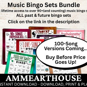 Decades 70s 80s 90s Music Bingo, 300 Cards, 100 Songs Playlists Included, Printable PDF Game, Instant Download image 8