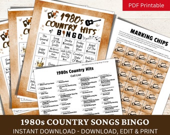 Bingo musicale degli anni '80, 50 cartelle, playlist di 100