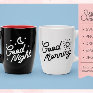 Buenas noches y buenos días svg, Over The Bed svg, svg positivo, regalo positivo, svg jpg png dxf eps, silueta y archivo de corte cricut