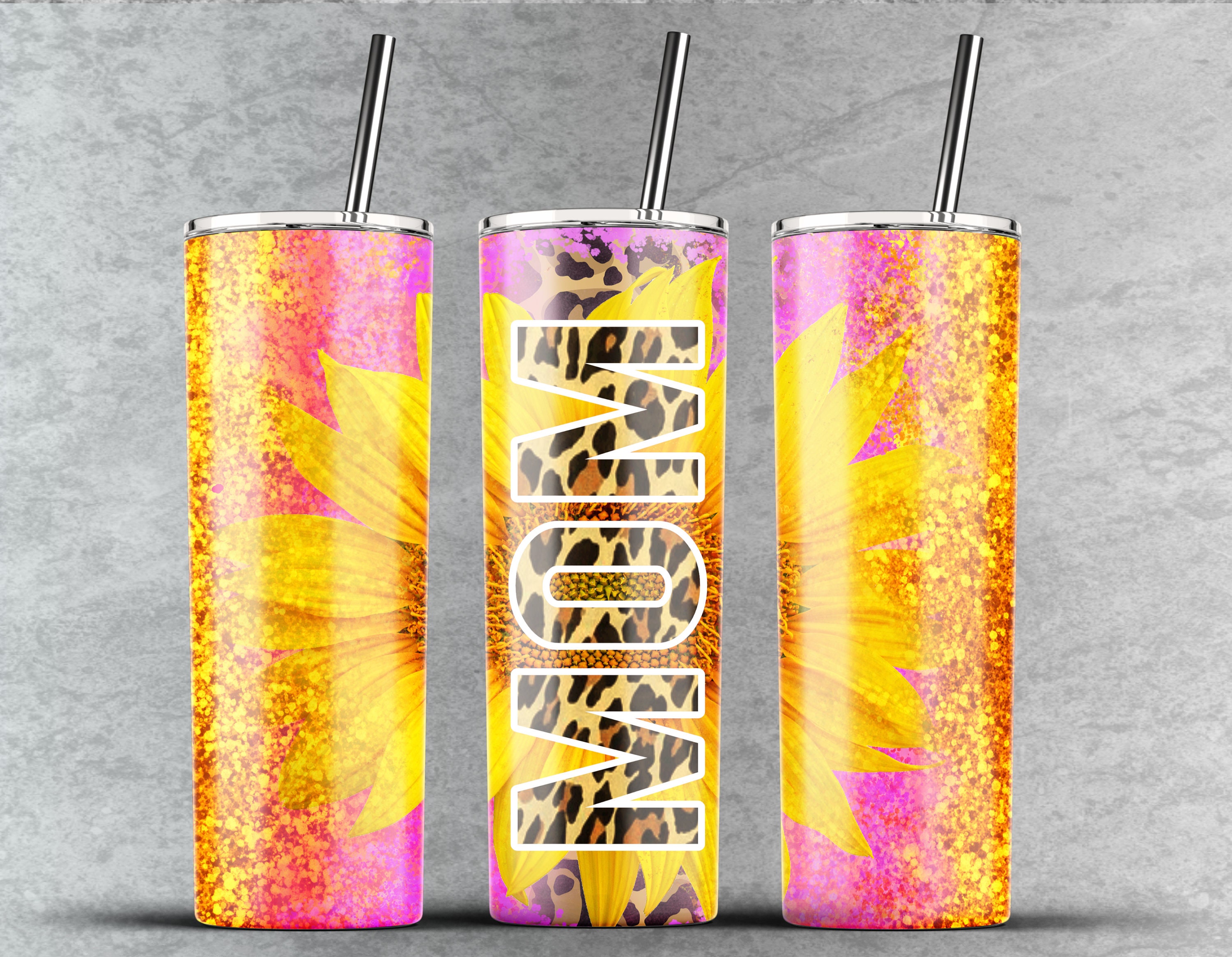 Download Rose Gold MOM Leopard Glitter Sunflower Tumbler ...