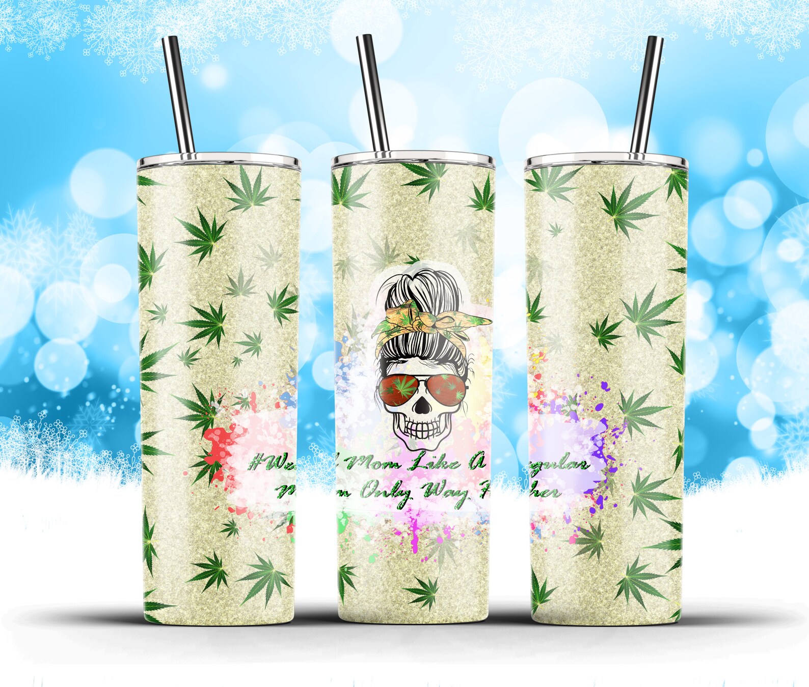 20 Oz Skinny Tumbler Weed Mom Like A Regular Mom Only Way Etsy