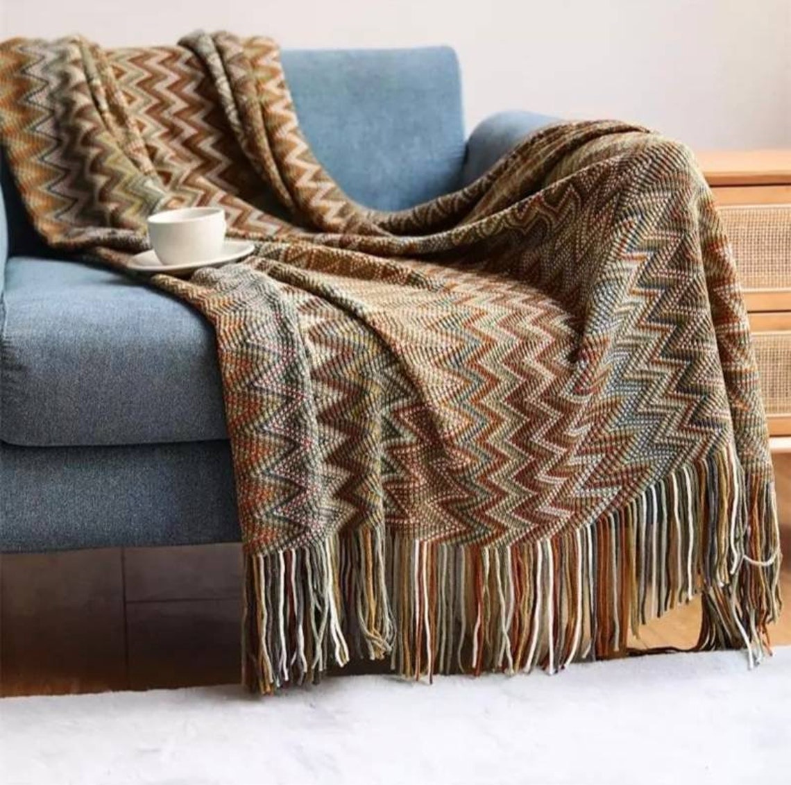 Bohemian hand knitted blankets Etsy