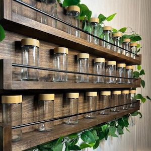 Large Spice Rack - wooden wall mounted spice holder - customization available