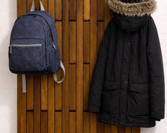 Wall Mounted Coat Organizer, Walnut