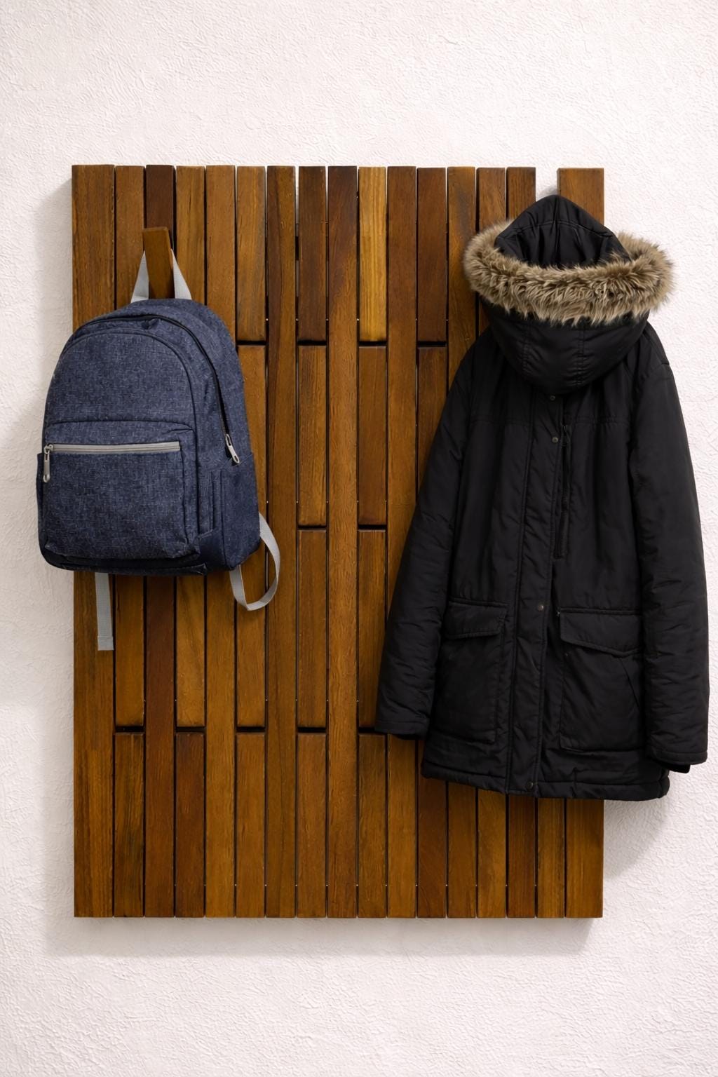 Hide Coat Rack Hidden Hook Coat Rack, Wall Mounted Entryway Organizer, Modern Walnut ...