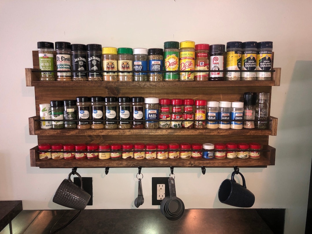 Large Modern Spice Rack Wall Mounted Spice Rack Kitchen Organizer Kitchen Shelves Spice Rack Wall Mount Etsy UK