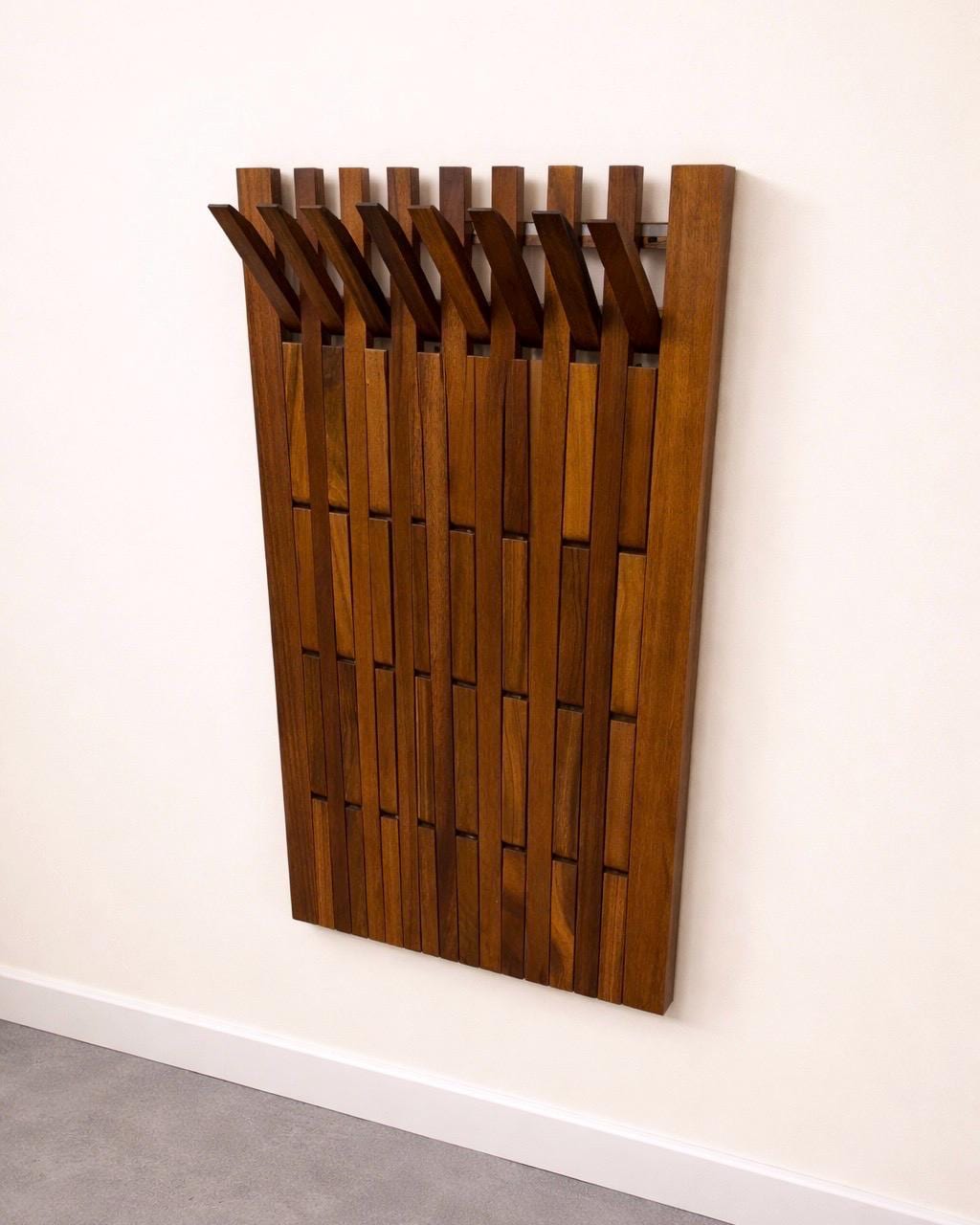 Hide Coat Rack Hidden Hook Coat Rack, Wall Mounted Entryway Organizer, Modern Walnut ...