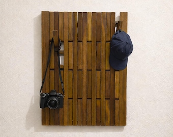 Large Wall Mounted Piano Coat Rack, Walnut Coat Rack