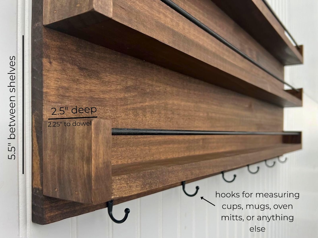 Spice Rack Hook Spice Rack, Wall Mounted With Hooks - Etsy