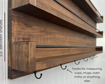 Spice Rack, Wall Mounted with Hooks