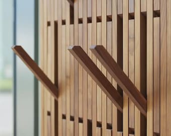 Piano Coat Rack Wall Mounted, Walnut Coat Rack