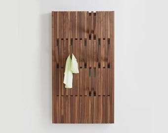 Wall Mounted Coat Rack Organizer, Dark Walnut