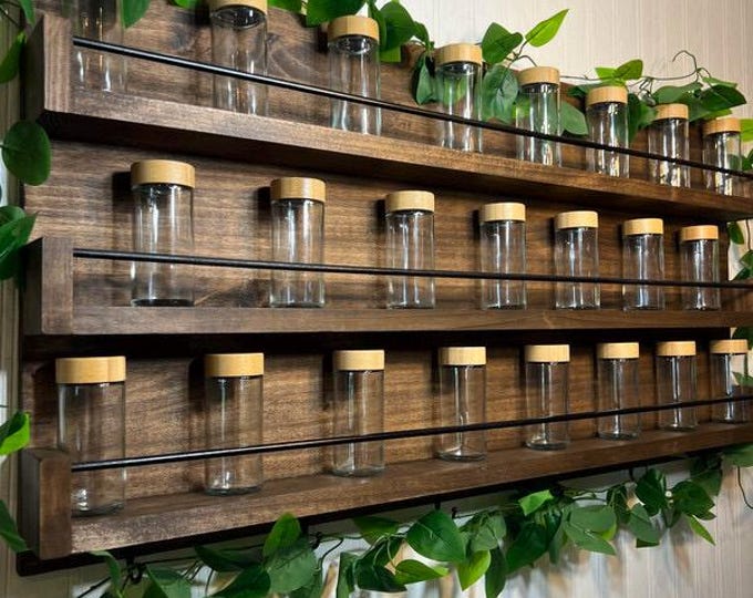Spice Rack - Wall Mounted Spice Rack - Spice Rack Display - Spice Jar Holder - Spice Jar Storage - Spice Holder - Custom Builds