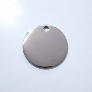Disco rotondo da 30 mm da grezzo in acciaio inossidabile, lucido su entrambi i lati, acciaio 316L, disco per incisione, targhetta, pezzo grezzo per incisione, targhetta circolare