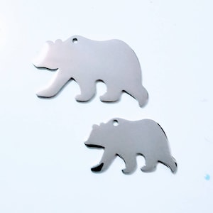 Bear stainless steel blank, polished both sides, 316L grade steel, engraving disc, stamping tag, blank for engraving, large and small