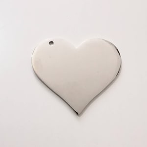 Heart stainless steel blank, polished both sides, 316L grade steel, engraving disc, stamping tag, blank for engraving